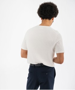 Tee-shirt manches courtes en maille côtelée homme[MISSING]